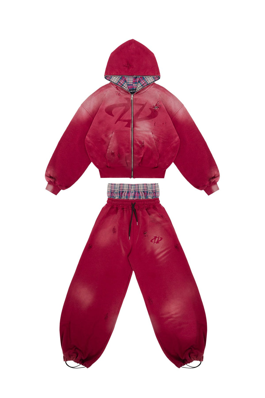 Komplet Bluza i Spodnie Reversible Trashed & Crushed Bordo
