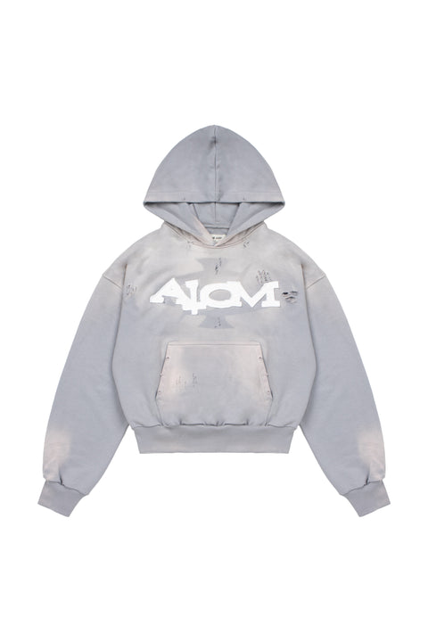 Hoodie Trashed & Crushed Hellblau