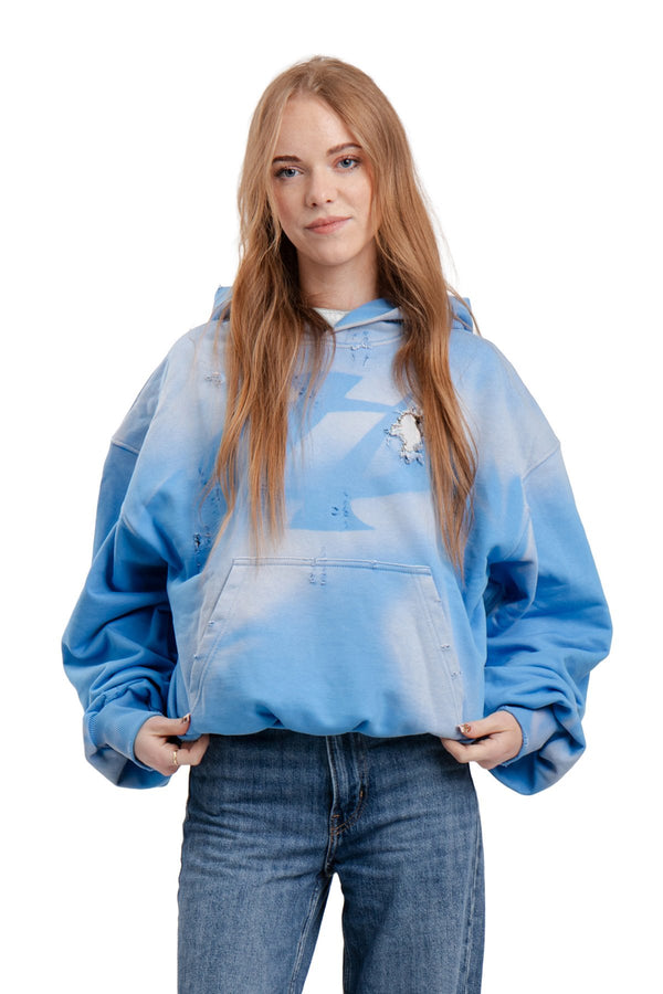 Bluza Hoodie Trashed & Crushed Baby Blue