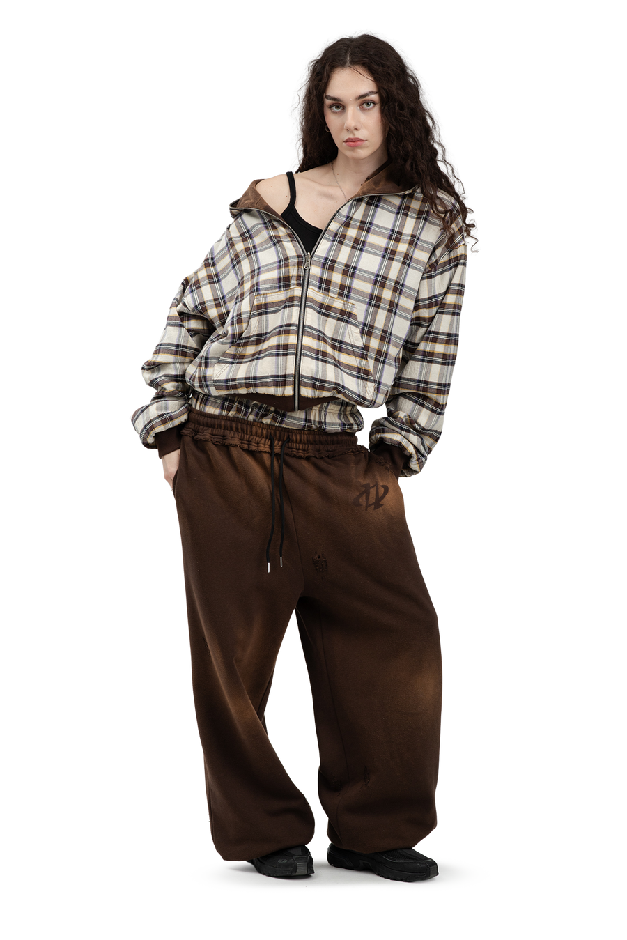 Komplettset Umkehrbares Sweatshirt und Hose Trashed & Crushed Brown