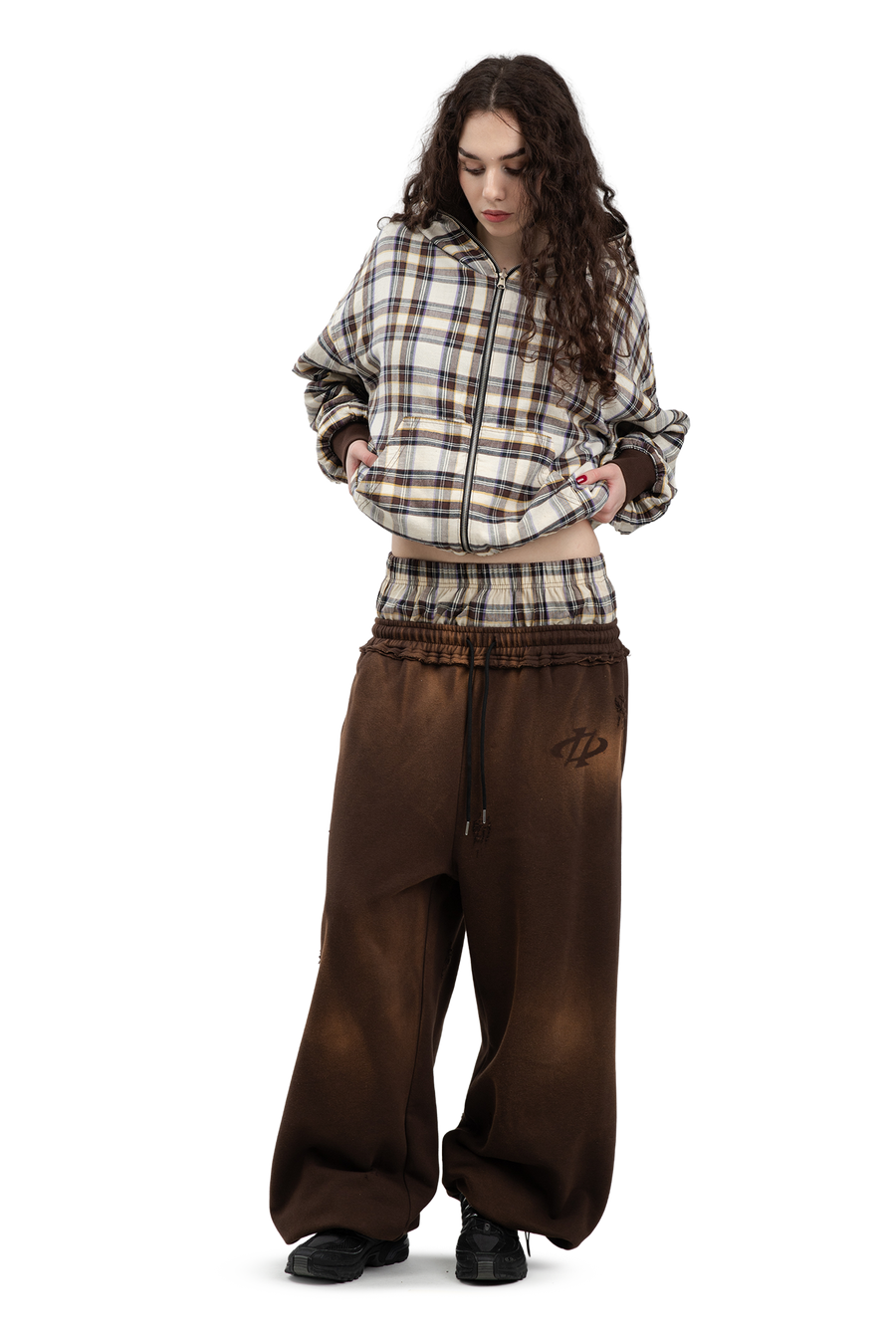 Komplettset Umkehrbares Sweatshirt und Hose Trashed & Crushed Brown