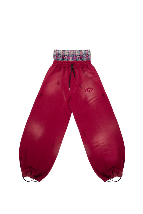 Spodnie Reversible Trashed & Crushed Bordo