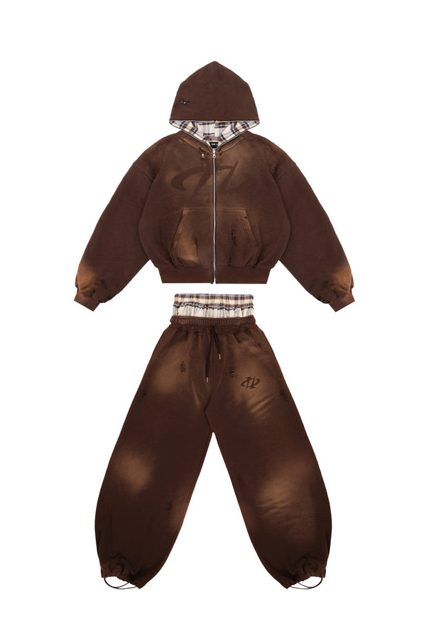 Komplet Bluza i Spodnie Reversible Trashed & Crushed Brown