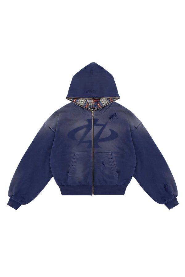 Wende-Sweatshirt Reversible Trashed & Crushed Bordeaux