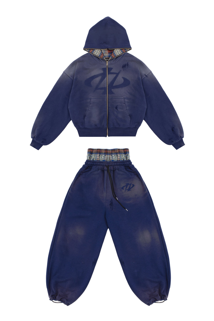 Komplettset: Wendbare Bluse und Hose Trashed & Crushed Bordeaux