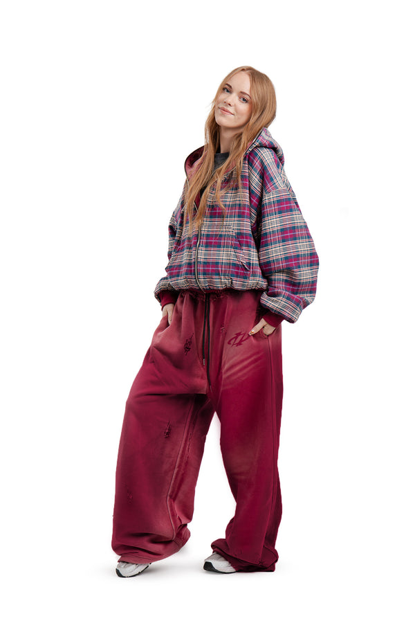 Komplet Bluza i Spodnie Reversible Trashed & Crushed Bordo