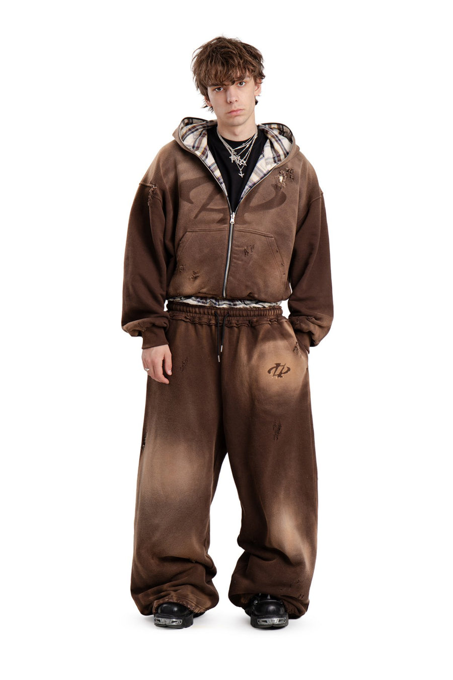 Komplet Bluza i Spodnie Reversible Trashed & Crushed Brown