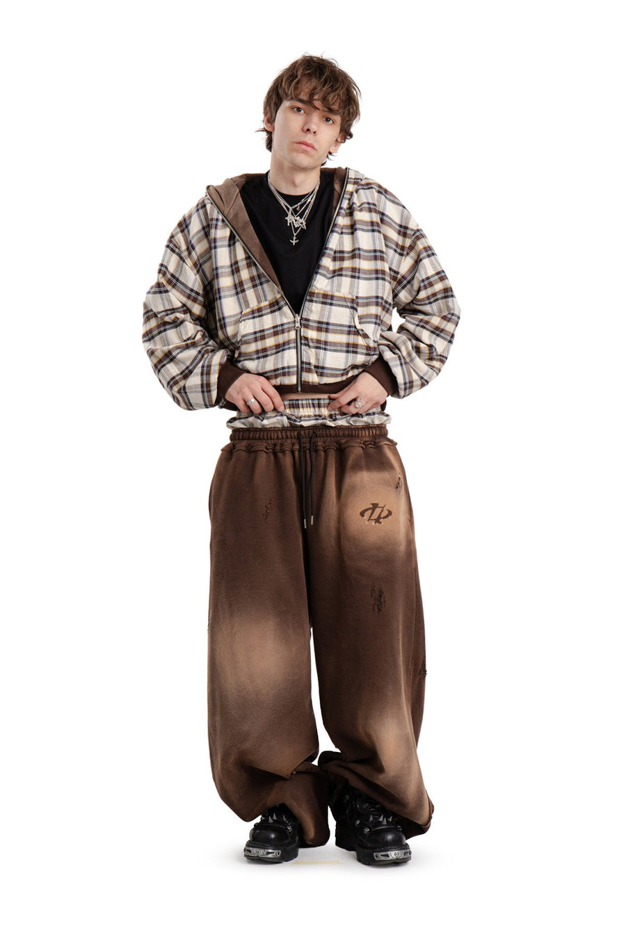 Komplet Bluza i Spodnie Reversible Trashed & Crushed Brown
