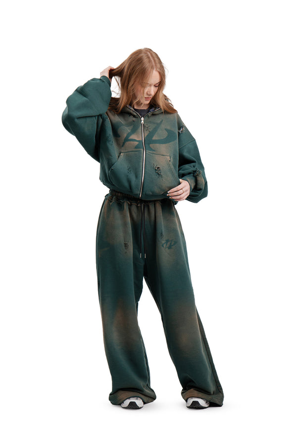 Bluza Reversible Trashed & Crushed Green