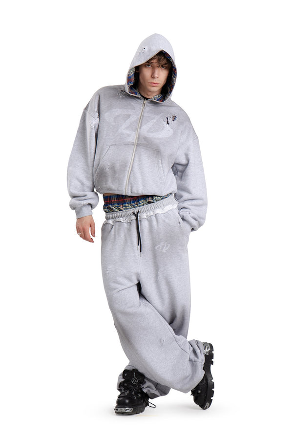 Spodnie Reversible Trashed & Crushed Grey