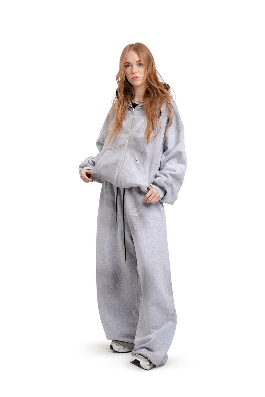 Bluza Reversible Trashed & Crushed Grey