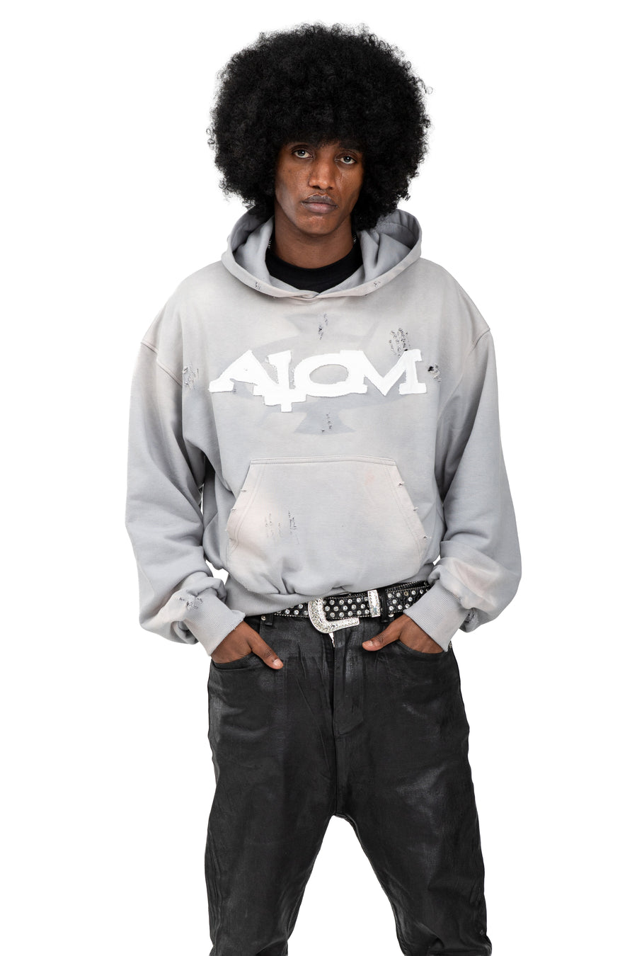Hoodie Trashed & Crushed Hellblau