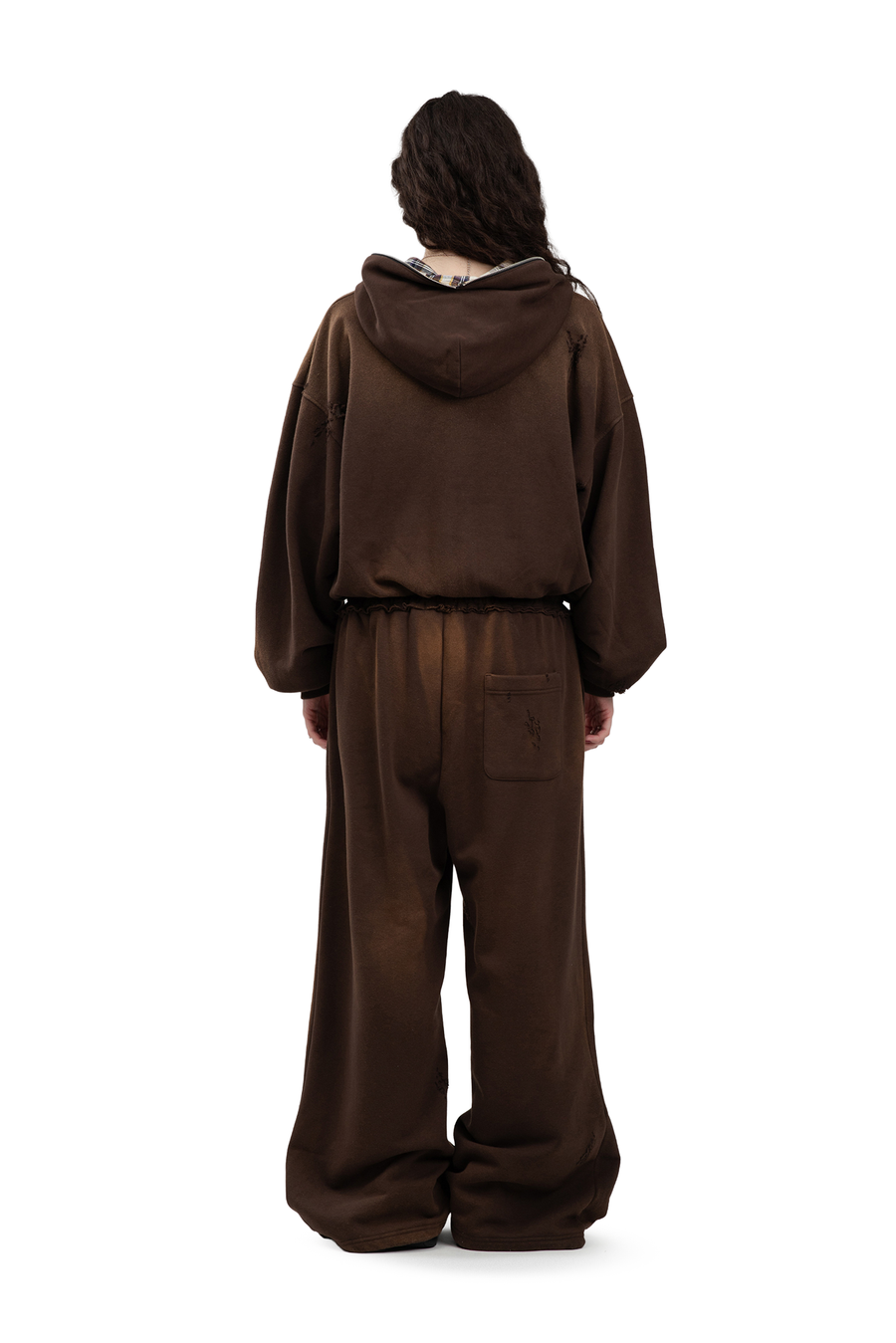 Komplettset Umkehrbares Sweatshirt und Hose Trashed & Crushed Brown