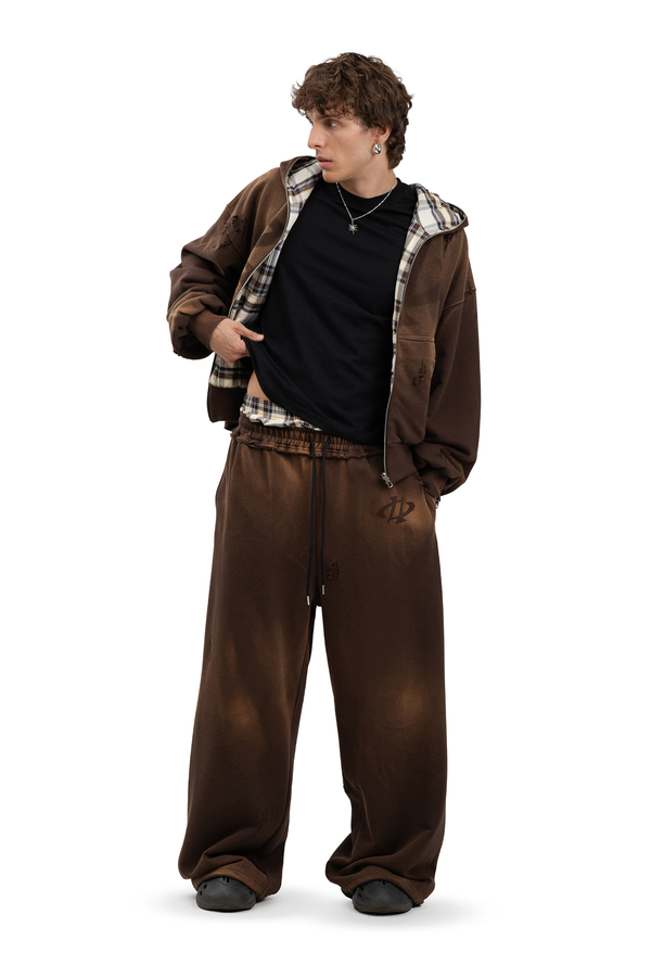 Komplettset Umkehrbares Sweatshirt und Hose Trashed & Crushed Brown