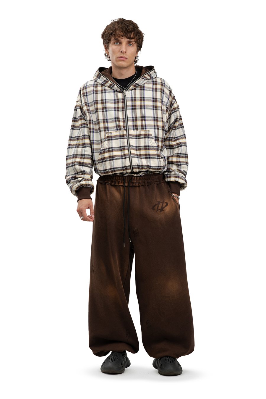 Komplettset Umkehrbares Sweatshirt und Hose Trashed & Crushed Brown