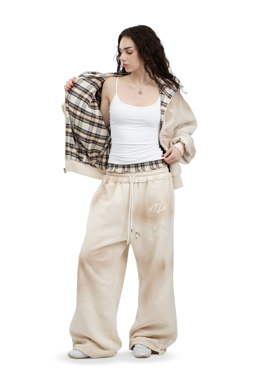 Komplettset: Wendbare Bluse und Hose Trashed & Crushed Bordeaux