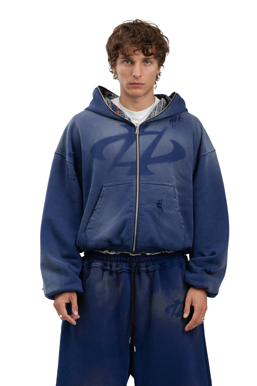 Wende-Sweatshirt Reversible Trashed & Crushed Bordeaux