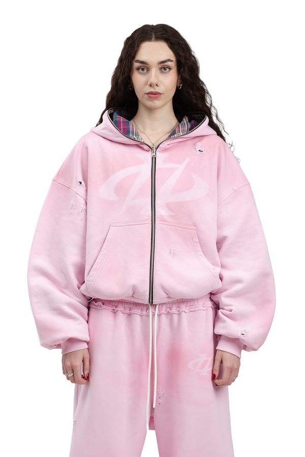 Wende-Sweatshirt Reversible Trashed & Crushed Bordeaux