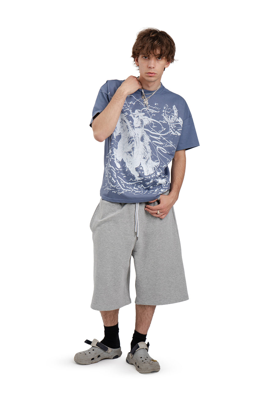 Koszulka Boxy "Horse One" Denim