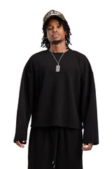 Longsleeve Waffle Black Basic