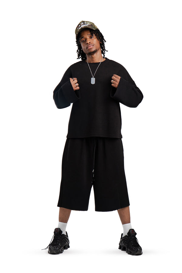 Longsleeve Waffle Black Basic