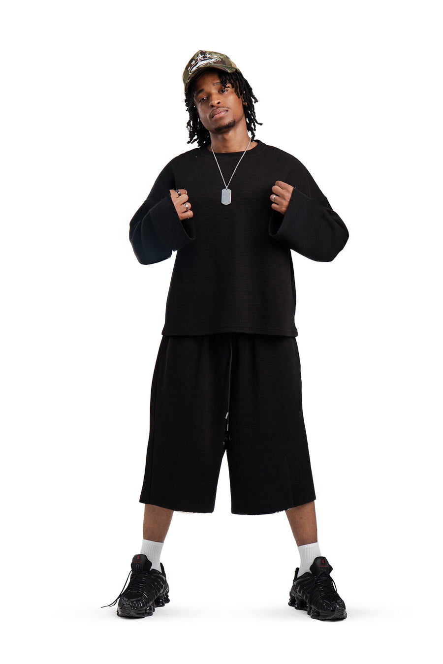 Longsleeve Waffle Black Basic