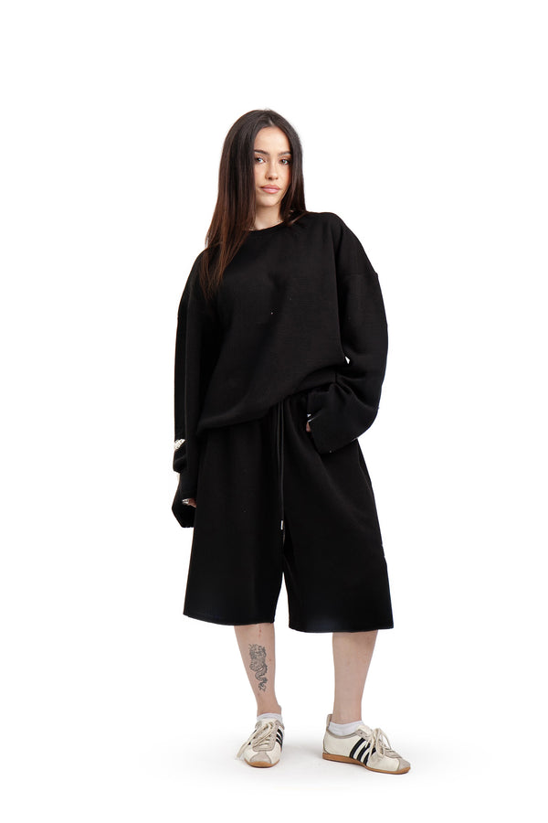 Longsleeve Waffle Black Basic