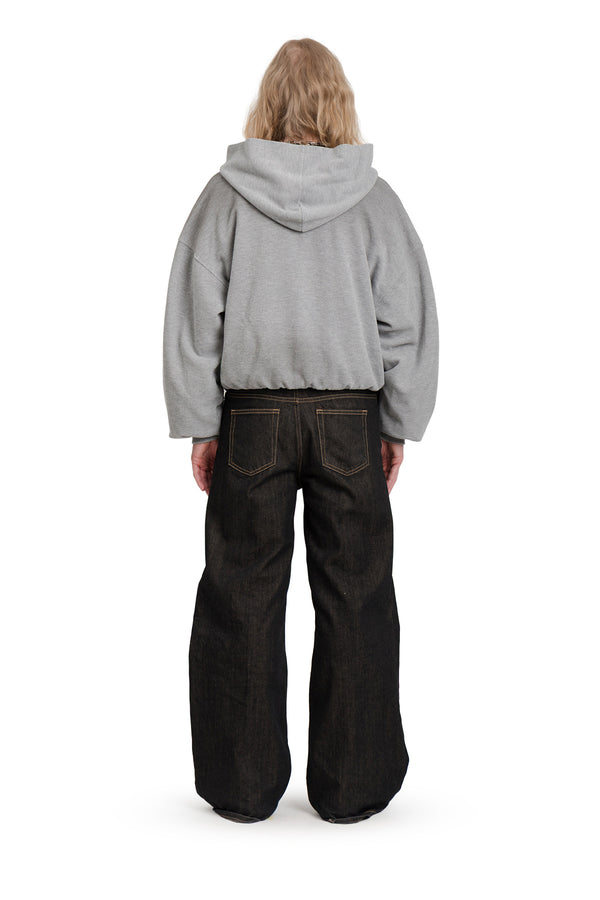 Puffy Zip Waffle Sweatshirt Grau