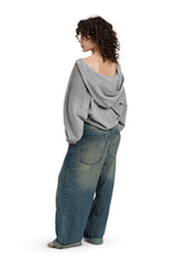 Puffy Zip Waffle Sweatshirt Grau