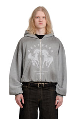 Puffy Zip Waffle Sweatshirt Grau