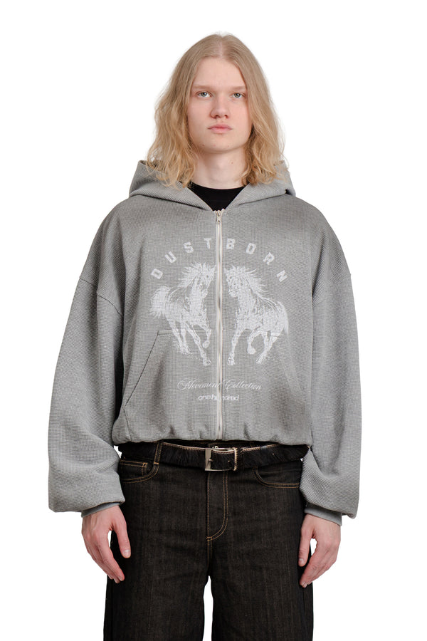 Puffy Zip Waffle Sweatshirt Grau