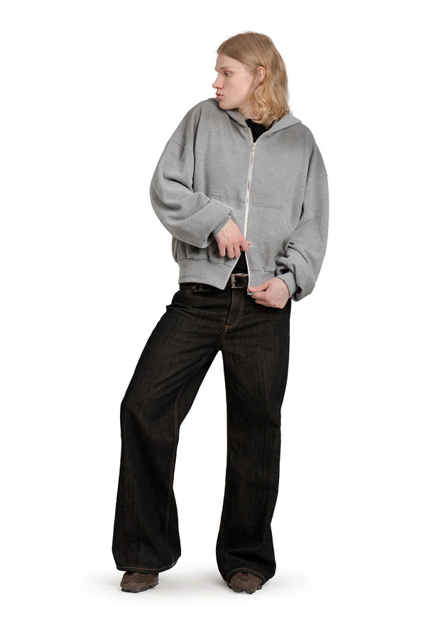 Puffy Zip Waffle Sweatshirt Grau