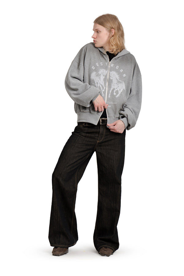 Puffy Zip Waffle Sweatshirt Grau