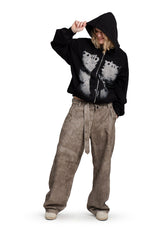 Puffy Zip Hoodie Wanted Black