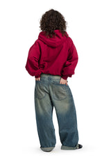 Puffy Zip Wanted Claret Hoodie