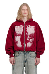 Puffy Zip Wanted Claret Hoodie