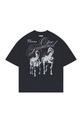 Boxy T-Shirt Twin Horses Graphit