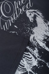 Boxy T-Shirt Twin Horses Graphit