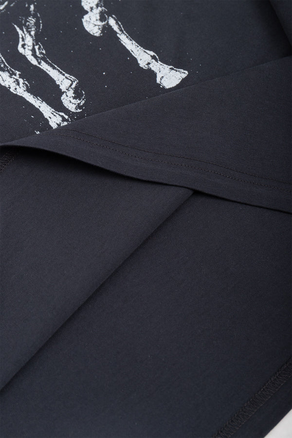Boxy T-Shirt Twin Horses Graphit