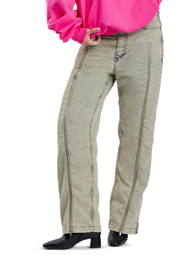 Jeansy Faded Zippers