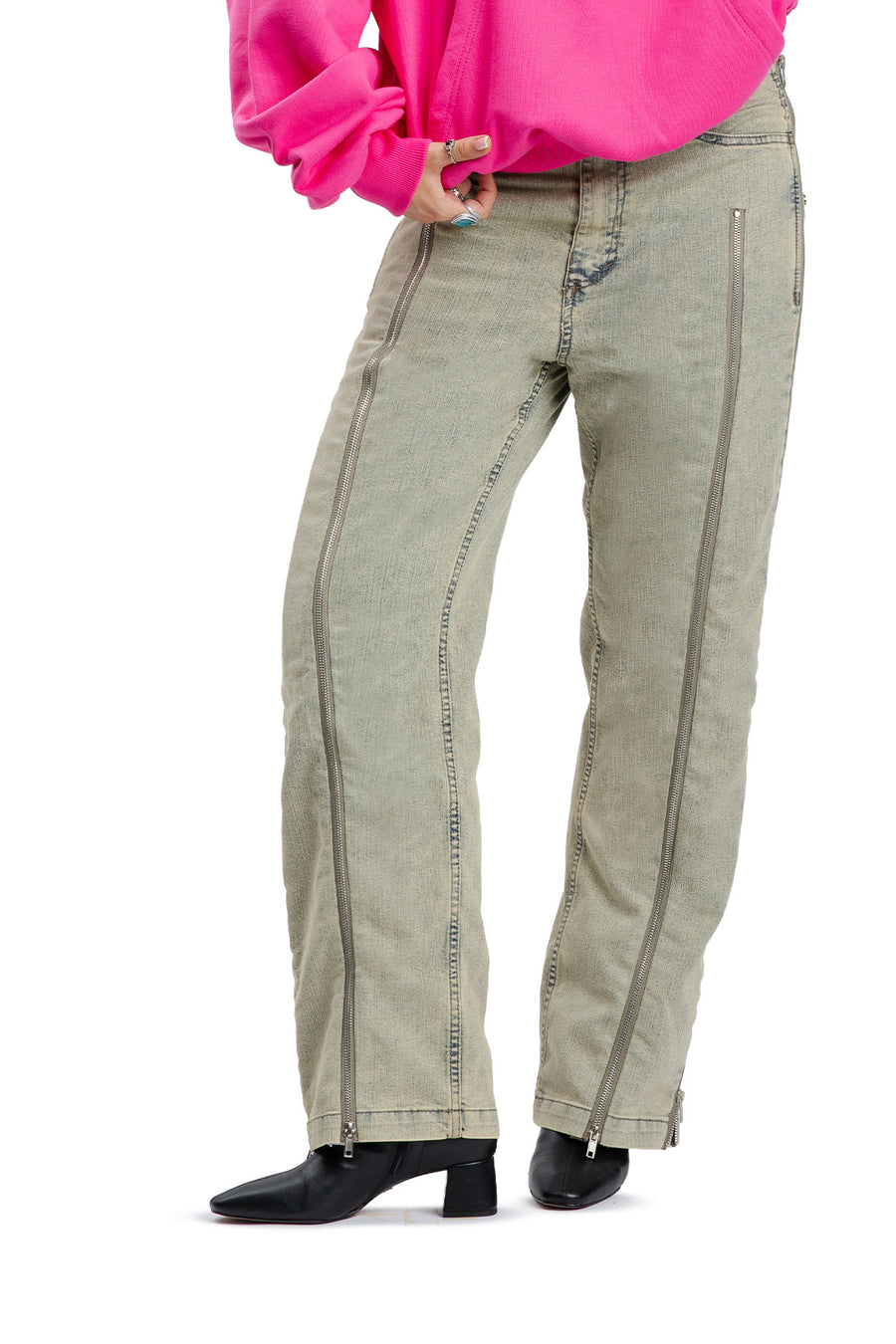 Jeansy Faded Zippers