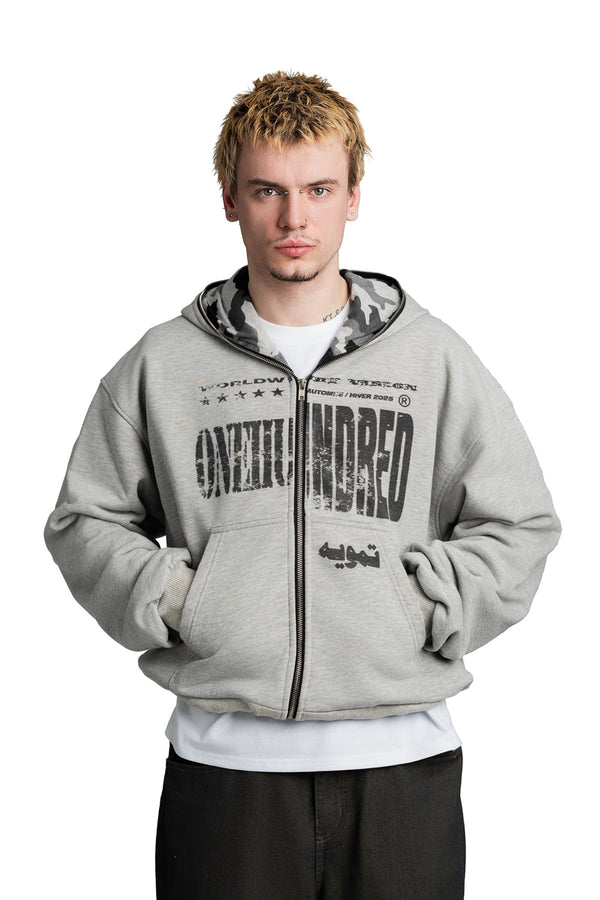 Bluza Duality Reversible Full Zip Light Grey Melange