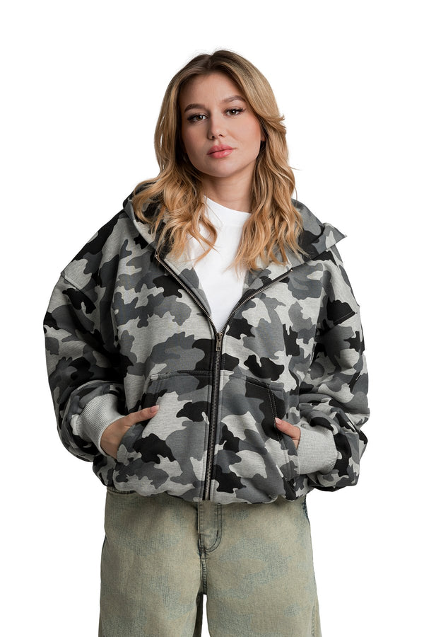 Bluza Zip Light Grey Melange Moro
