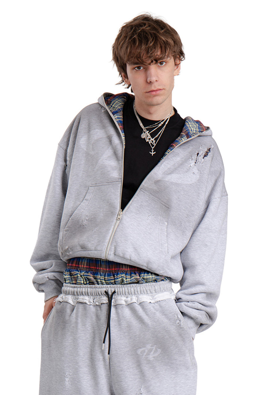 Bluza Reversible Trashed & Crushed Grey