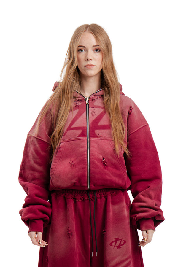 Bluza Reversible Trashed & Crushed Bordo