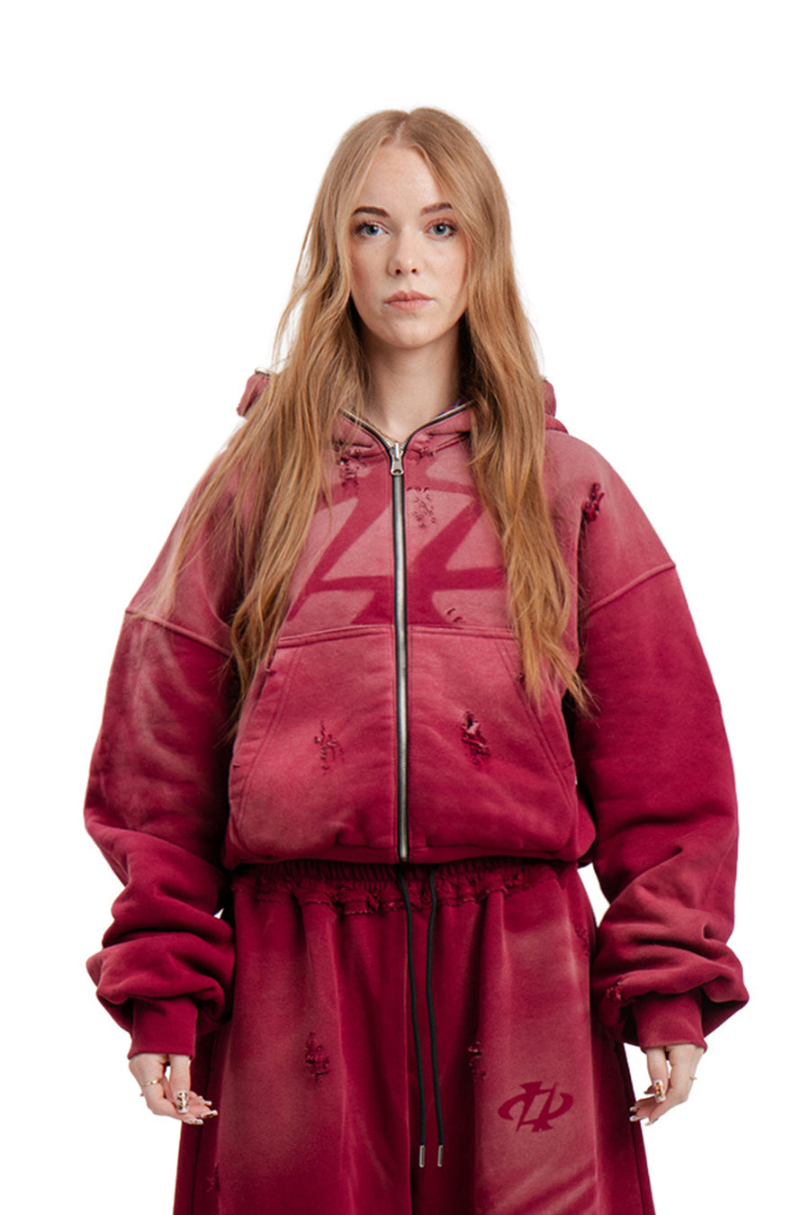 Bluza Reversible Trashed & Crushed Bordo