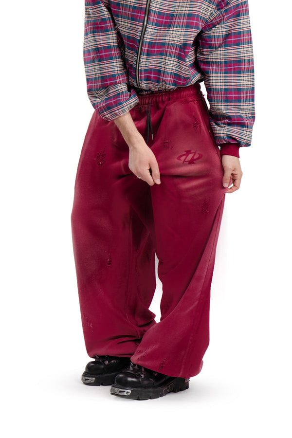 Spodnie Reversible Trashed & Crushed Bordo