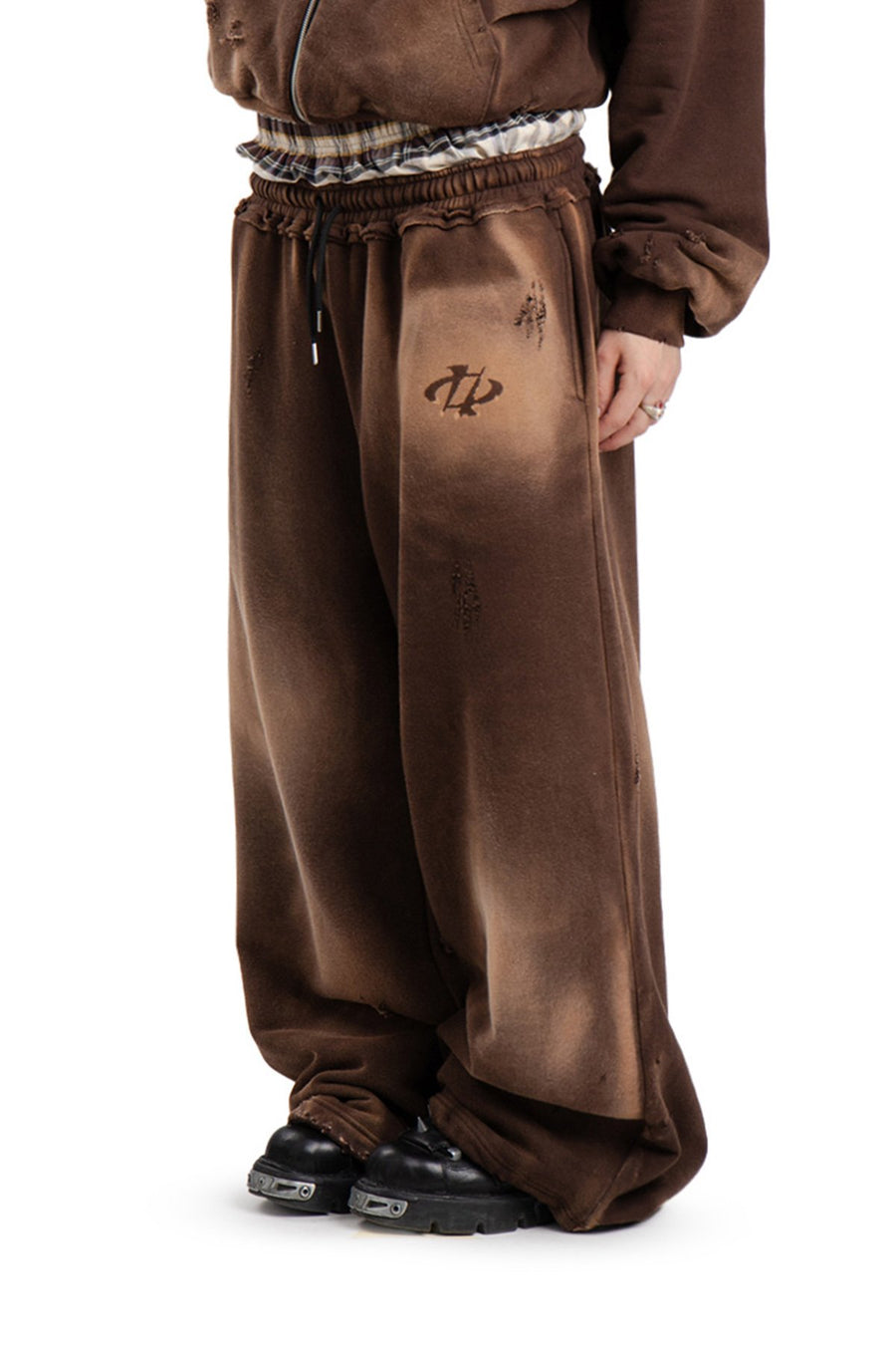 Spodnie Reversible Trashed & Crushed Brown