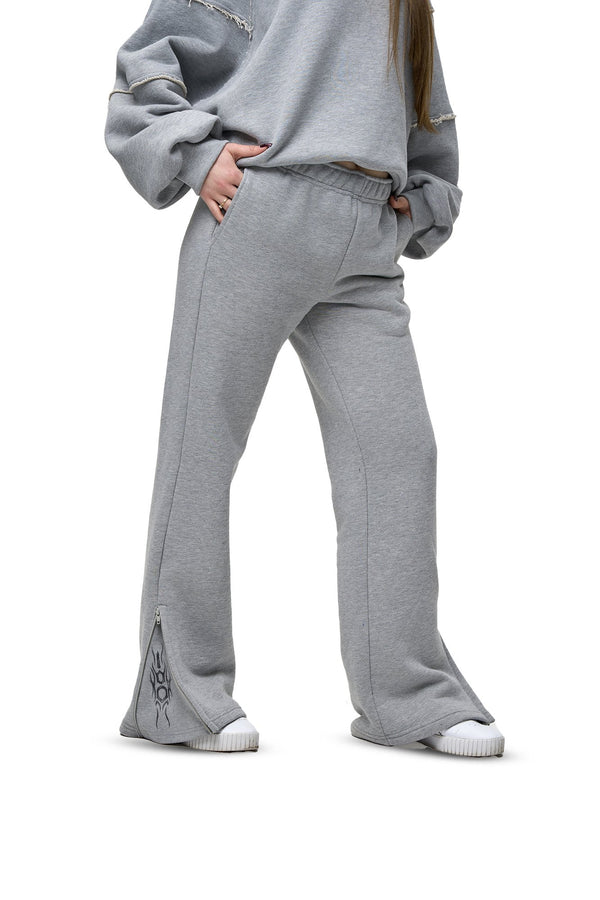 Spodnie Dresowe Zip Raw Grey