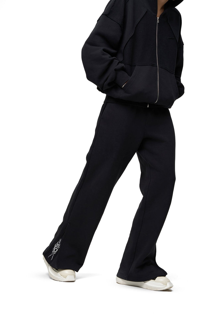 Spodnie Dresowe Zip Raw Black
